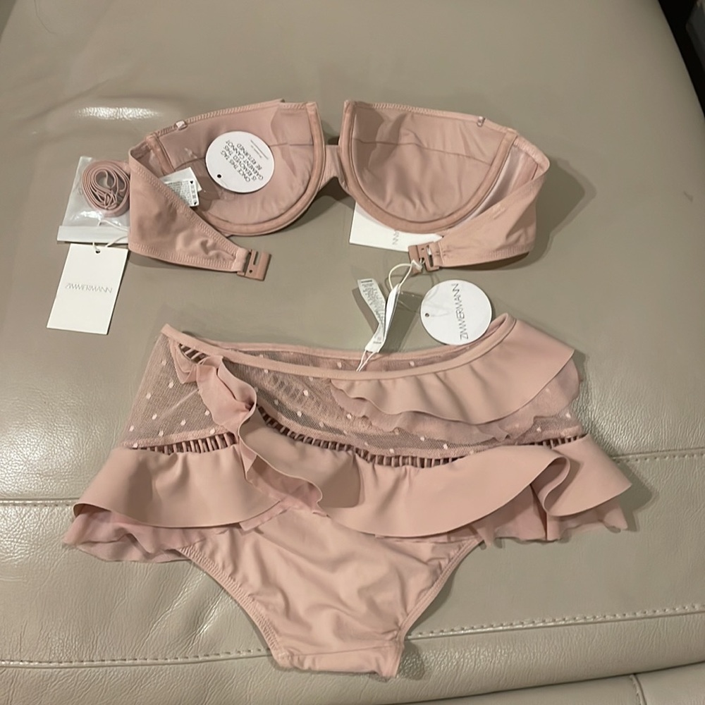 Zimmermann ruffle trim top and bottoms swimsuit sz AU 1 - Picture 11 of 13